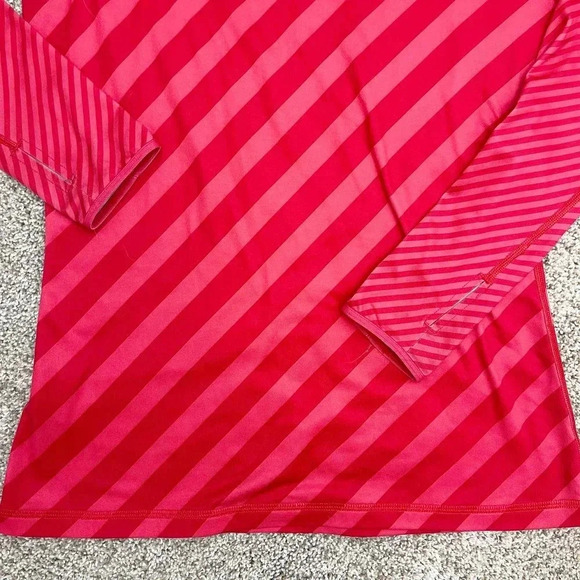 Nike Pro Dri Fit Hyperwarm Stripes Round Neck Long Sleeve T-Shirt Pink Medium - Picture 9 of 9
